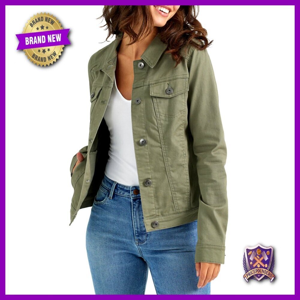 Classic Stretch Denim Jacket Women's Wardrobe Staple Button Closure Comfort Fit